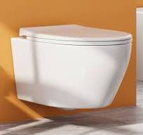 Hänge WC Toilette aus Keramik mit Toilettendeckel mit Absenkautomatik -  Toilettenschüssel mit Einloch-Superspin-Spülung - WC Weiß mit Nano ...