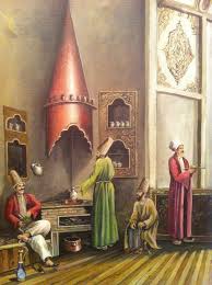 A Wonderfully Serene Neat And Spacious Turkish Coffeehouse Ottoman Era Turkish Art Painting Ancient Art