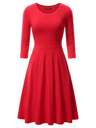 Fensace With Pockets Womens 3 4 Sleeves Casual A Line Cotton Midi Dress More Information Can Be Midi Swing Dress Midi Dress Casual Midi Dress With Sleeves