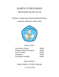 Secara garis besar karya ilmiah remaja merupakan karya tulis yang dibuat oleh pelajar setingkat smp dan sma yang mengangkat tentang suatu permasalahan di sekitar kita disertai dengan solusi dan penyelesaiannya. Doc Karya Tulis Ilmiah Seleksi Alam Siti Damanik Academia Edu