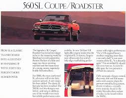 1986 Mercedes 560sl Brochure Page Mercedes Sl Mercedes Mercedes Benz