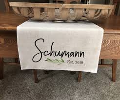 Table Runner Personalized Last Name Gift Bridal Shower Etsy Dining Room Table Runner Dining Table Runners Coffee Table Runner