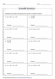 Scientific Notation Worksheets Scientific Notation Scientific Notation Worksheet Scientific Notation Operations