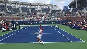 Rafael nadal falls in three sets in the monte carlo masters quarterfinals on friday, as andrey rublev joins stefanos tsitsipas and unseeded players medvedev: Rafael Nadal Serve Slow Motion 2019 Court Level View Youtube