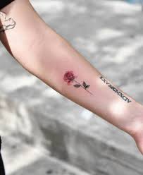 Red Rose Tattoo On The Left Inner Forearm Tiny Rose Tattoos Small Rose Tattoo Tiny Tattoos