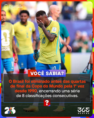 VEXAME HIST&Oacute;RICO EM COPAS 📉🇧🇷 A queda para a Noruega doeu ainda mais nos  livros de hist&oacute;ria. Pela primeira vez desde 1990, a Sele&ccedil;&atilde;o Brasileira &eacute;  eliminada de uma Copa do Mundo