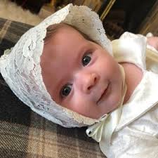 Sheer Lace Christening Bonnet: Ivory Baby Blessing Bonnet