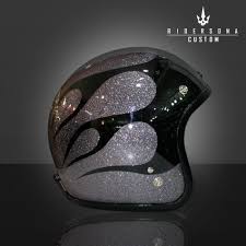 Miami Purple Black Flames Metal Flake Helmet