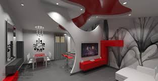 Soggiorno Moderno Con Parete In Cartongesso E Soffitto Lucido Geometrie Abitative Soggiorno Moderno Rosso Homify