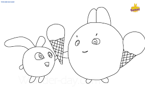Cute rabbit black and white clipart. Sunny Bunnies Coloring Pages Printable Coloring Pages