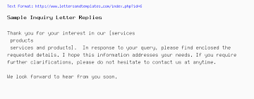 Sample Inquiry Letter Replies