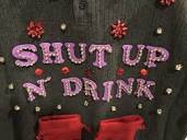 Ugly Christmas Sweater. Shut Up N' Drink Naughty SZ L Holds 2 ...
