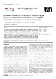 Pdf Business Continuity Management Factors And Organizational Performance A Study On The Moderating Role Of It Capability
