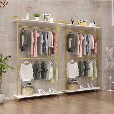 Make laundry day easier with an rv clothes drying rack. Buy Mdepyco Gold Modern Simple Industrial Pipe Double Hanging Rods Clothing Rack Retail Display Wall Mounted Storage Clothes Hanging Shelf 2 Tier Wood Garment Rack One Shelves 47 2 L Online In Indonesia B08p9dfv7p