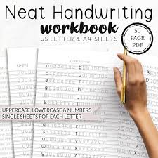 50 page neat handwriting practice sheet pdf printable etsy