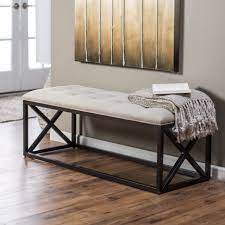 Simply shop our selection of storage benches to find the perfect one for your home. Metal Indoor Bench Seat Using White Tufted Bench Cushion On Laminate Wood Flooring Furniture Storage Bench Seating Indoor Storage Bench Modern Storage Bench