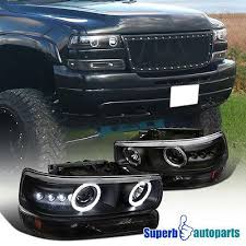 1999 2002 Chevy Silverado Dual Halo Led Headlights Bumper Lamps Black Tahoe 2002 Chevy Silverado Chevy Trucks Chevy Silverado