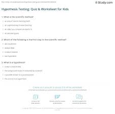 If you are looking for answers to the a.p.u.s.h. Hypothesis Testing Quiz Worksheet For Kids Study Com