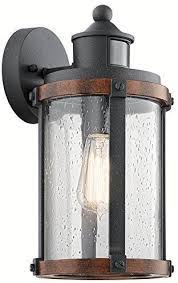 Kichler 39502 Barrington 6 5 Motion Sensor Outdoor Wall Mount Lantern In Distressed Black Motion Sensor Lights Outdoor Motion Lights Outdoor Porch Lighting