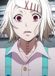 The anime character juuzou suzuya is a teen with to neck length white hair and red eyes. Juuzou Suzuya Charakter Anisearch
