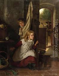 Playing Hide And Seek Painting By Berthold Woltze Reproduction 1st Art Gallery Painting Painting Reproductions Oil Painting Portrait