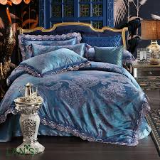 Fully assembled dimension queen 86l x 63.5d x 50h. Luxury Royal Blue Lace Edge Jacquard 4pcs Bedding Sets Queen King Size Satin Bedclothes Duvet Cover Bed Sheets Pillowcase Ab20 4pcs Bedding Set King Sizebedding Set Aliexpress
