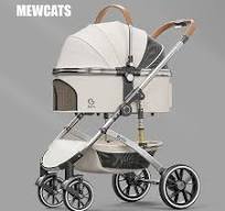 Shock-Absorbing Cat Stroller Pet Carrier with Wheels