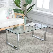 Modern Coffee Table Side End Glass Stainless Steel Table Living Room Furniture 733430878108 Ebay Living Table Living Room Table Coffee Table