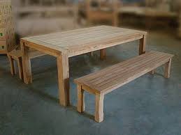 Jambi Rectangle Teak Table 200x110cm 2 Juwana Backless Bench Set 1760 Outdoor Backless Bench Teak Table Traditional Benches