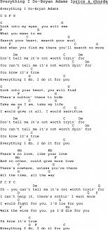 Bryan Adams Everything I Do I Do It For You Video Love Song Lyrics For Everything I Do Bryan Adams With Chords For Ukulele Guitar Banjo Etc Guitar Chords For Songs Lyrics And Chords Love Songs Lyrics