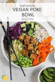 Vegan Poke Bowl With Teriyaki Tofu Recipe Plant Based Recipes Dinner Vegan Dinner Recipes Teriyaki Tofu