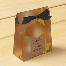 Orange And Yellow Fall Leaves Wedding Favor Box Wedding Favor Boxes Wedding Favors Creative Wedding Favors