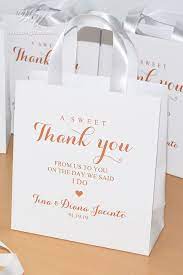 30 Rose Gold Wedding Welcome Bags With Satin Ribbon Handles Etsy Wedding Favors For Guests Wedding Favor Bags Wedding Gifts For Guests