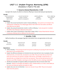 Explain how organisms pass on their dna. Unit 3 1 Test Review Answer Key