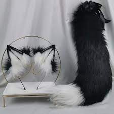 22in Black Wolf Tail-black Wolf Ears-cosplay-animal Ears-plush - Etsy