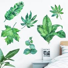 Tropical Plant Wall Decals Green Wall Decor Floral Wall Decals Diy Wall Art Decor