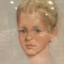 Mid Century Portrait of a Boy Vintage Pastel