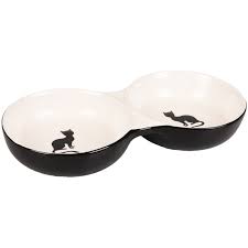 Flamingo Nala Seramik Kedi Mama Su Kabi Seti Siyah 2x145 Ml