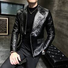 Casual Snake Leather Jacket Coat Men Autumn Design Biker Solid Color Pu Leather Jackets Men Designer Leather Jackets Faux Leather Jacket Men Faux Leather Coat