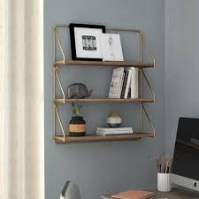 17 Stories Abdi 3 Tier Wall Shelf Finish Gold In 2020 Wall Shelves Shelves Wood Floating Shelves