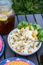 April 9, 2018 updated october 21, 2020. Creamy Potato Salad With Apples Raisins And Walnuts Olivia S Cuisine Potato Salad With Apples Potato Salad Creamy Potato Salad