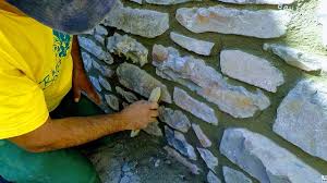 I like the dry stack but these rock need mortar in between them. How To Build Natural Stone Wall Retaining Rock Boulders Detail Masonry Advice Tutorial Construction Youtube