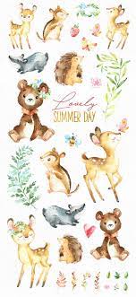 Lovely Summer Day Forest Animals Clip Art Watercolor Etsy Butterfly Art Painting Forest Animals Watercolor Animals