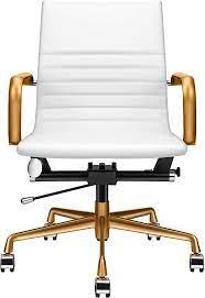 amazon com luxmod white and gold desk chair home office chair with arms mid back adjustable swivel chair leat home office chairs ergonomic desk chair chair
