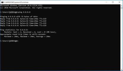 Testing connection stability via the Windows command prompt, AI generated