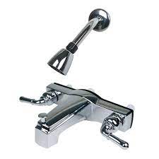 High end bathtub faucet is for five holes wall mounted installation, has three handles, two for hot and cold water control, one for water type changing, used refined copper gravity casting and has advanced electroplated finish. Rv Mobile Motor Home Travel Trailer 8 Tub Shower Diverter Faucet And Shower Head Chrome Walmart Com Walmart Com