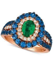 Le Vian Multi Color Peacock Ring Featuring A Costa Smeralda Emerald And Blueberry Sapphires In Strawberry Gemstones 14k Rose Gold Jewelry Rose Gold Jewelry