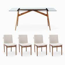 Dining table and chairs set. Jensen Dining Table 4 Framework Upholstered Dining Chairs Set