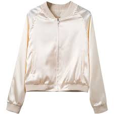 Black And White Satin Bomber Jacket Beige Zip Up Satin Bomber Jacket 50 Aud Liked On Polyvore Featuring Outerwear Jackets W Bomber Jacket Style Woman White Bomber Jacket Satin Bomber Jacket