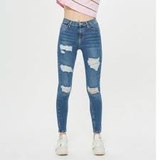 Bnwt Topshop Moto Blue Super Rip Jamie Jeans Women S Fashion Bottoms Jeans Leggings On Carousell